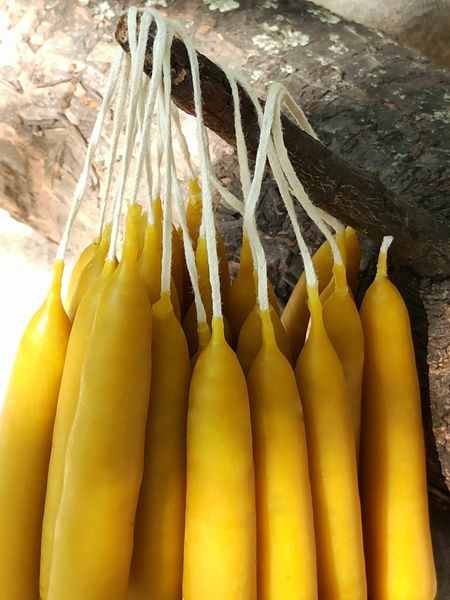 Dip candles from beeswax 7x1.5 cm