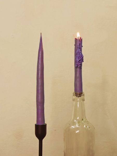 Beeswax Taper Candles lavender with lavender aroma