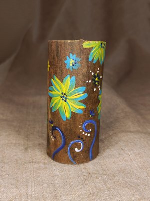 Wooden candlestick with painting