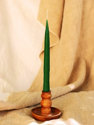 Beeswax Taper Candles dark green with juniper and spruce