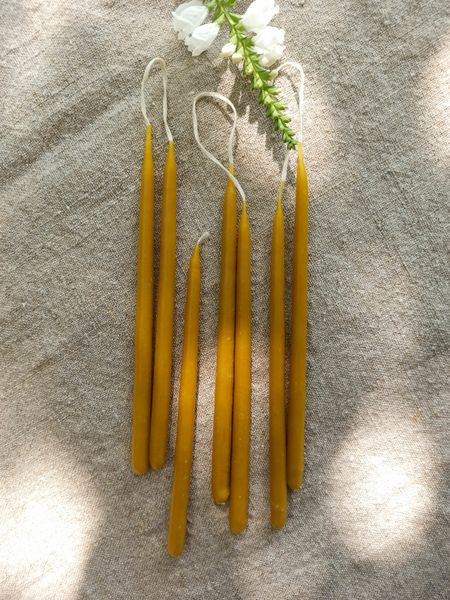 Dip candles from beeswax 15x0.8 cm