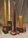 Flat wooden candlestick with painting