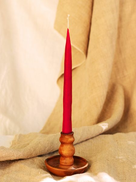 Set of Beeswax Taper Candles red with rose aroma 2 pcs