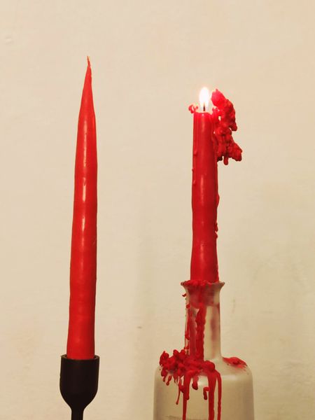 Set of Beeswax Taper Candles red with rose aroma 2 pcs