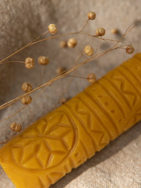 ALATYR SHIELD - carved beeswax candle with an ancient ukrainian pattern