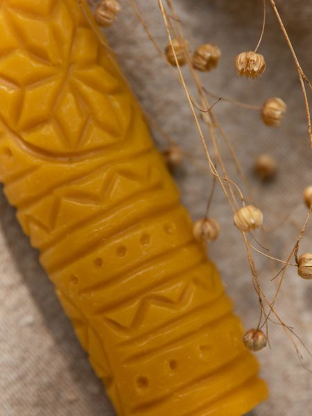 ALATYR SHIELD - carved beeswax candle with an ancient ukrainian pattern