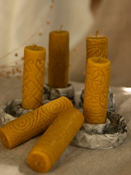 ALATYR SHIELD - carved beeswax candle with an ancient ukrainian pattern