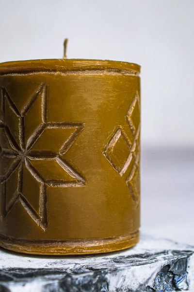 ALATYR - сarved beeswax candle (low)