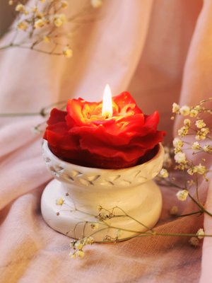 ROSE - floating candle-flower (set with candleholder)