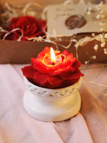 ROSE - floating candle-flower (set with candleholder)