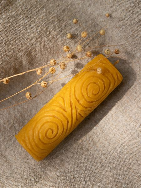 TIME SPIRAL - carved beeswax candle with the Tripoli pattern