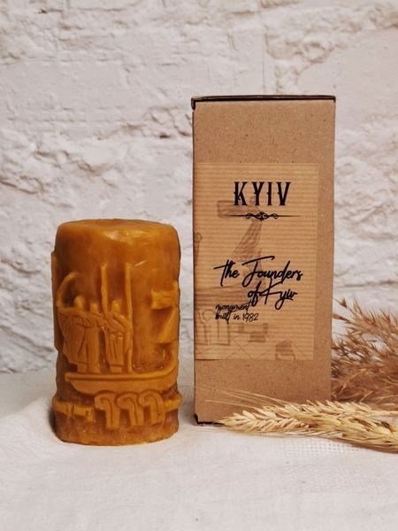 Kyiv: The Founders of Kyiv Monument - carved beeswax figure