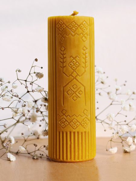 BEREHYNYA - сarved beeswax candle (High)